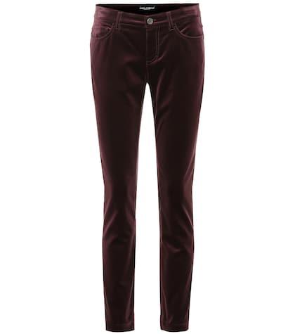 Dolce & Gabbana Velvet Cropped Skinny Jeans