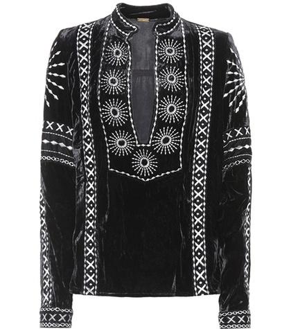 Dodo Bar Or Maria Embroidered Velvet Top