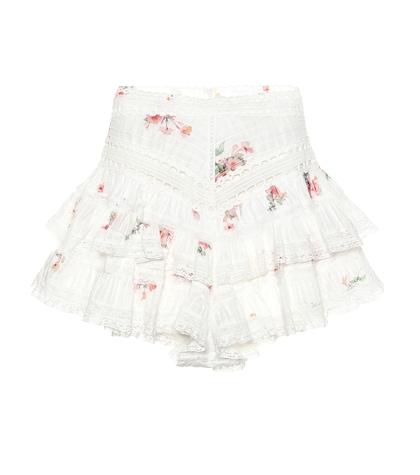 Zimmermann Heathers Pintuck Frill Cotton Shorts
