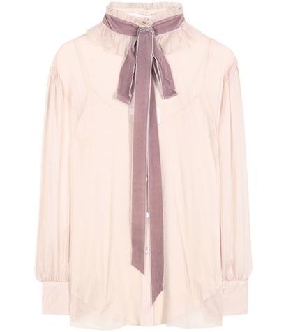 See By Chlo Crêpe Georgette Blouse With Velvet Pussy Bow