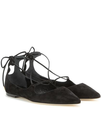 Jimmy Choo Vita Suede Lace-up Ballerinas