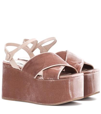 Mary Katrantzou Velvet Platform Sandals