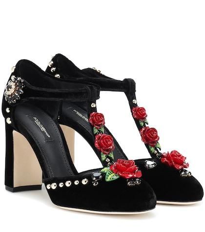 Dolce & Gabbana Vally Embellished Velvet Pumps