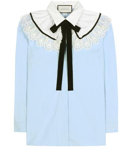 Gucci Lace-embellished Cotton Blouse