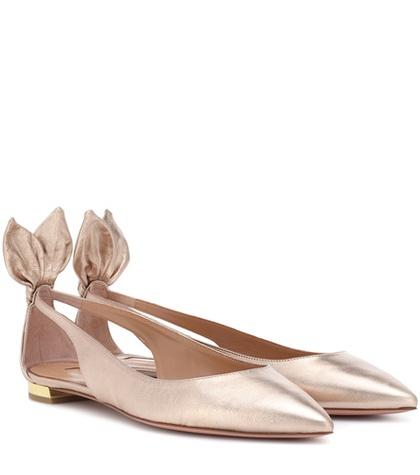 Aquazzura Deneuve Metallic Leather Ballerinas