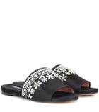 Fendi Embellished Satin Slides