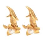 Oscar De La Renta Pearl Flower Earrings