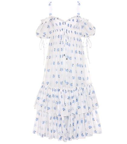Alexander Mcqueen Printed Off-the-shoulder Cotton Dress