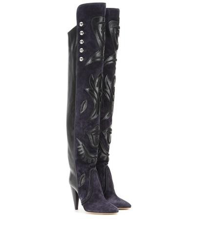 Isabel Marant Becky Embellished Suede And Leather Over-the-knee Boots