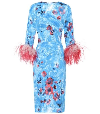 Loewe Feather-trimmed Printed Dress