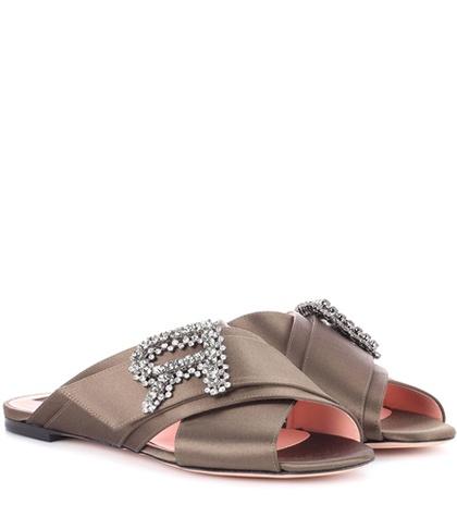 Melissa Odabash Embellished Satin Slides