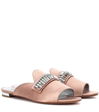 Aquazzura Embellished Satin Flats