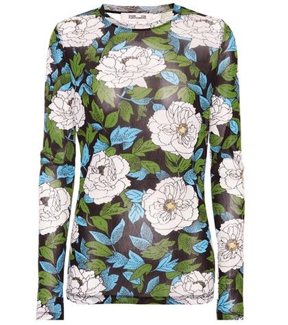 Diane Von Furstenberg Floral Mesh Top