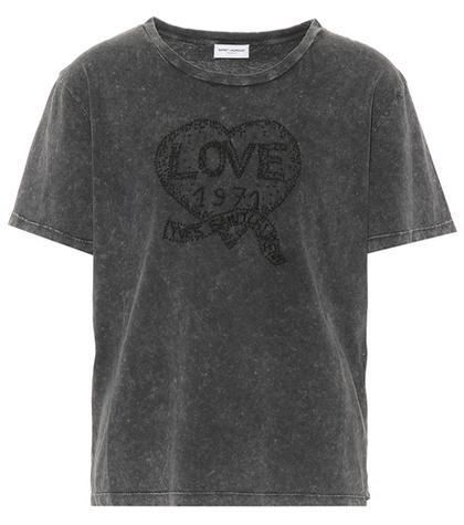 Saint Laurent Embroidered Cotton T-shirt