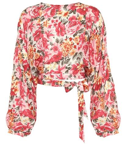 Camilla Top 135 Floral-printed Silk Cropped Blouse