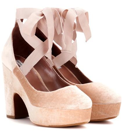 Tabitha Simmons Sky Velvet Platform Pumps