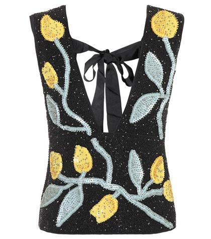 Ganni Orsay Sleeveless Beaded Top