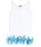 Prada Exclusive To Mytheresa.com – Feather-trimmed Cotton Top