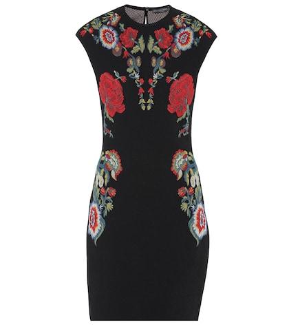 Alexander Mcqueen Floral Stretch Knit Minidress