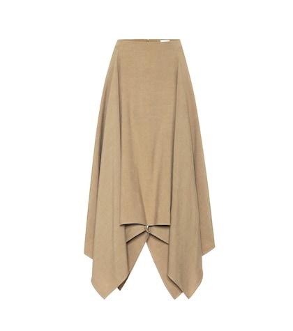 Salvatore Ferragamo Asymmetrical Linen And Silk Skirt