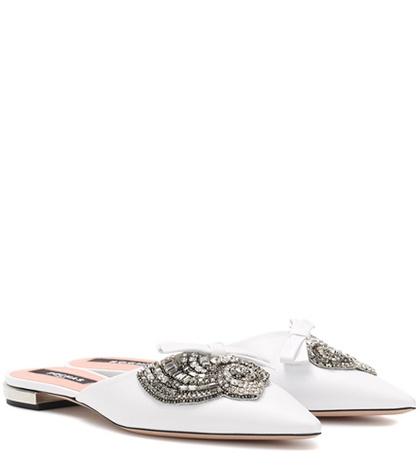 Rochas Embellished Leather Slippers