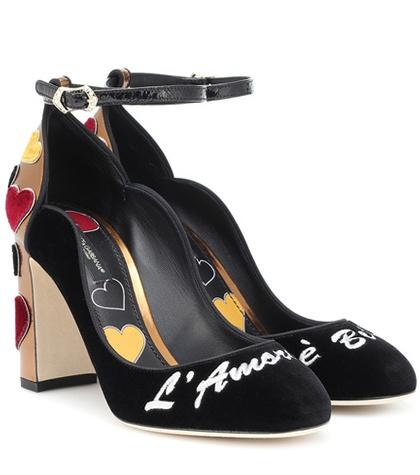 Dolce & Gabbana Vally Embroidered Velvet Pumps