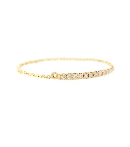 Sydney Evan Bar Chain 14kt Yellow Gold Ring With Diamonds