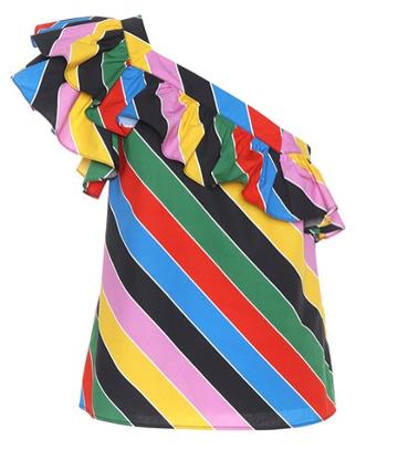 Philosophy Di Lorenzo Serafini Striped Cotton One-shoulder Top