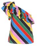 Philosophy Di Lorenzo Serafini Striped Cotton One-shoulder Top