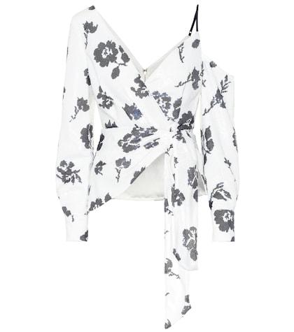Self-portrait Sequined Cold-shoulder Blouse