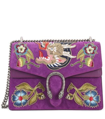 Gucci Dionysus Embellished Suede Shoulder Bag
