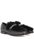 Etro Loafur Leather And Fur Loafer