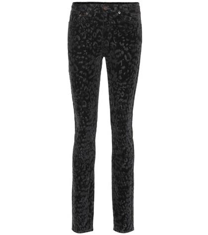 Saint Laurent Leopard Velvet Skinny Jeans