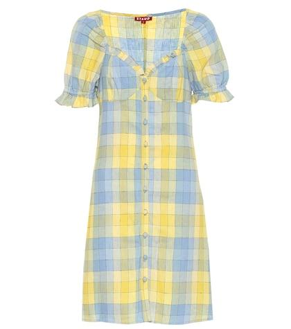 Staud Sur Checked Linen-blend Dress