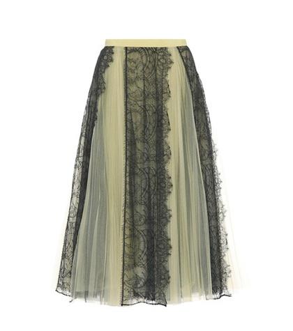 Burberry Tulle And Lace Midi Skirt