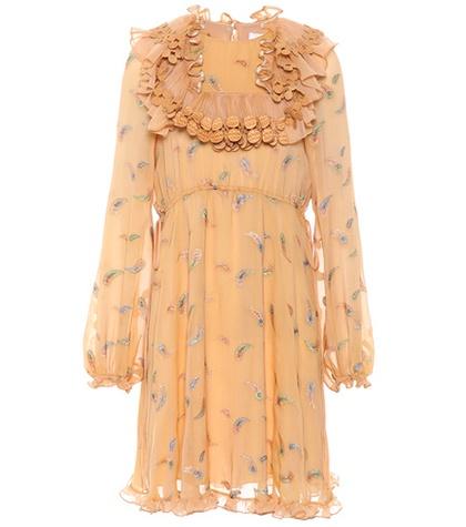 Chlo Ruffled Silk-blend Minidress