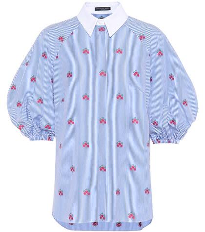 Alexander Mcqueen Floral-embroidered Cotton Blouse