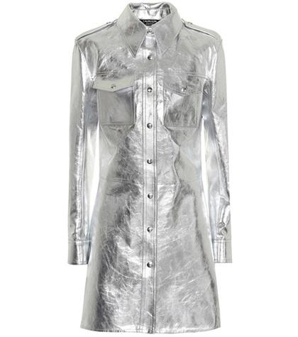Calvin Klein 205w39nyc Metallic Leather Shirt Dress