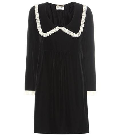 Saint Laurent Lace-trimmed Velvet Dress