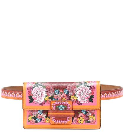 Etro Printed Leather And Velvet Belt Bag