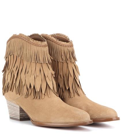 Aquazzura Pocahontas Cowboy 45 Suede Ankle Boots