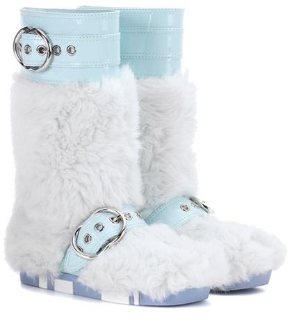 Miu Miu Faux-fur And Patent Leather Boots