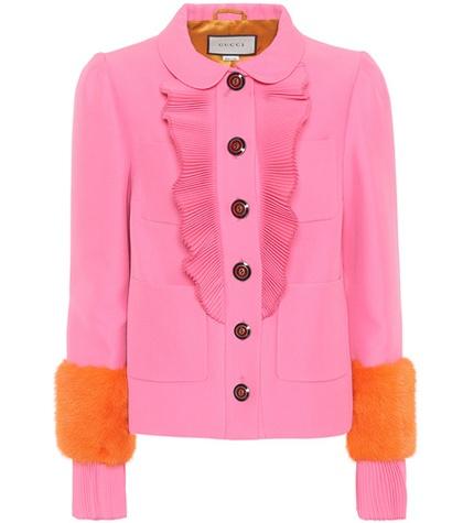 Gucci Crêpe Jacket With Mink Fur Cuffs
