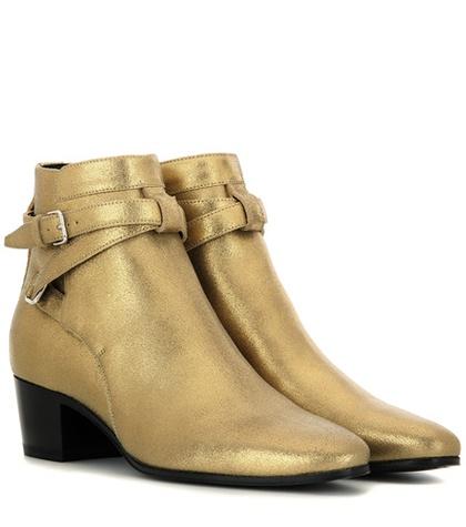 Saint Laurent Blake 40 Metallic Leather Ankle Boots