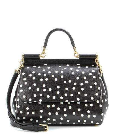 Dolce & Gabbana Sicily Medium Polka-dotted Leather Shoulder Bag