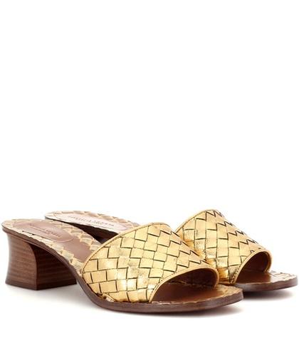 7 For All Mankind Intrecciato Metallic Leather Sandals