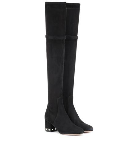 Valentino Valentino Garavani Rockstud Suede Over-the-knee Boots