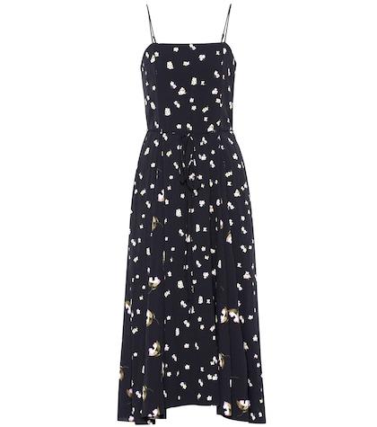 Vince Hibiscus Ditzy Satin Midi Dress