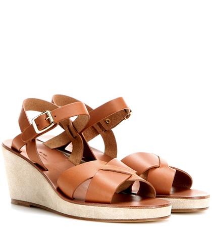 Valentino Leather And Suede Wedge Sandals