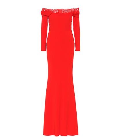 Alexander Mcqueen Lace-trimmed Crêpe Gown